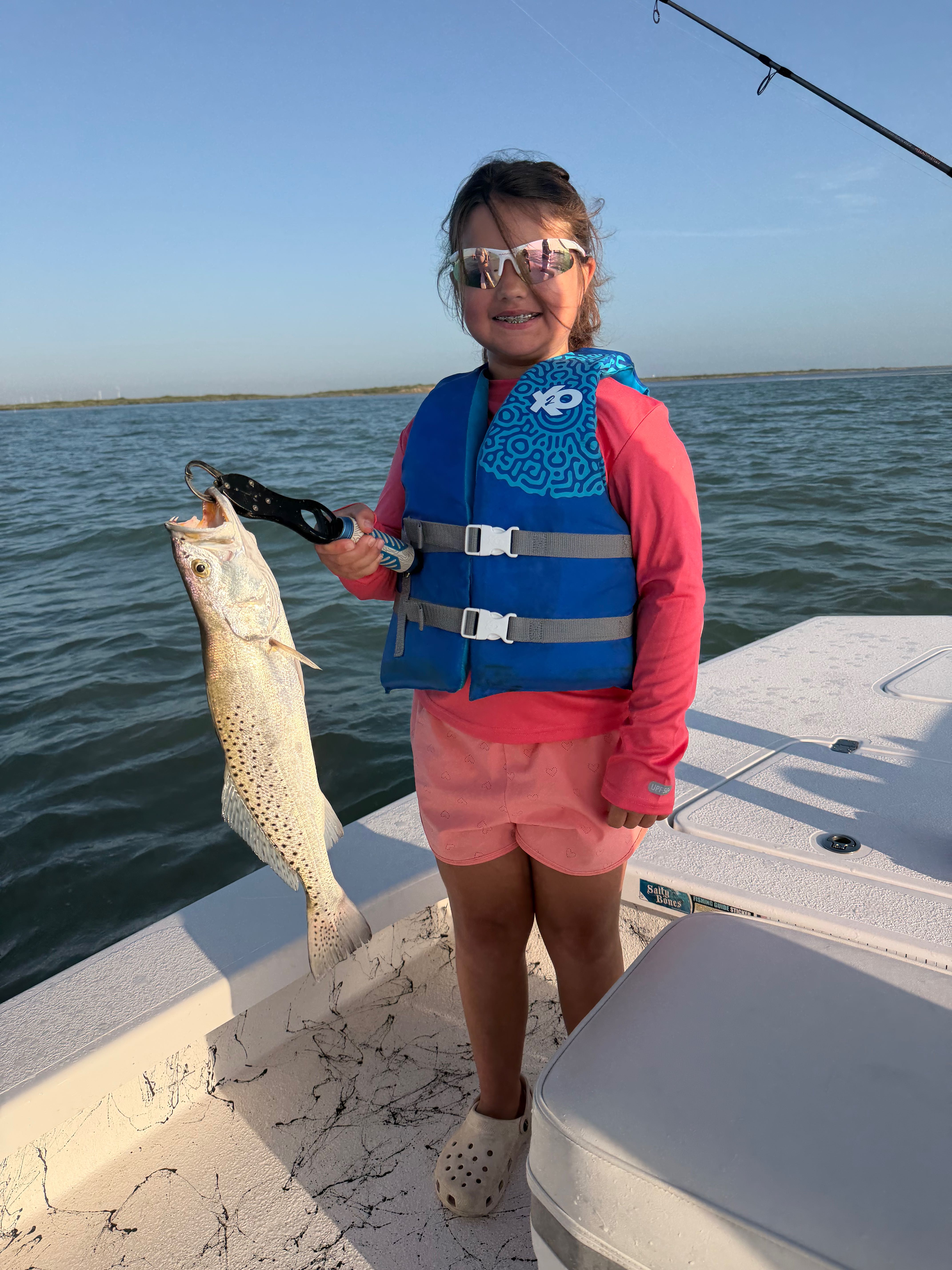 Speckled trout catch displayed on fishing boat in South Padre Island TX waters