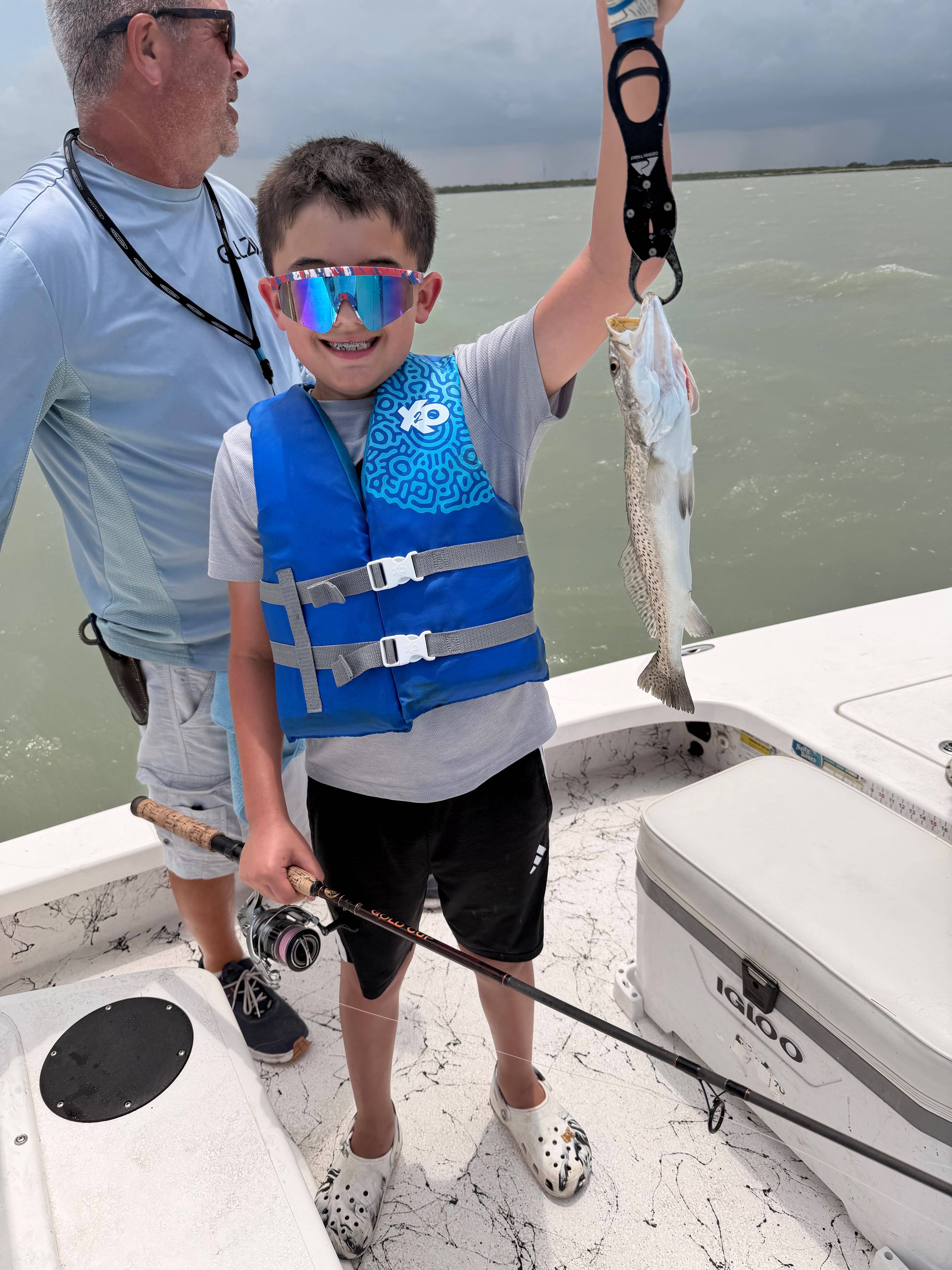 Speckled trout caught fishing on boat at South Padre Island TX