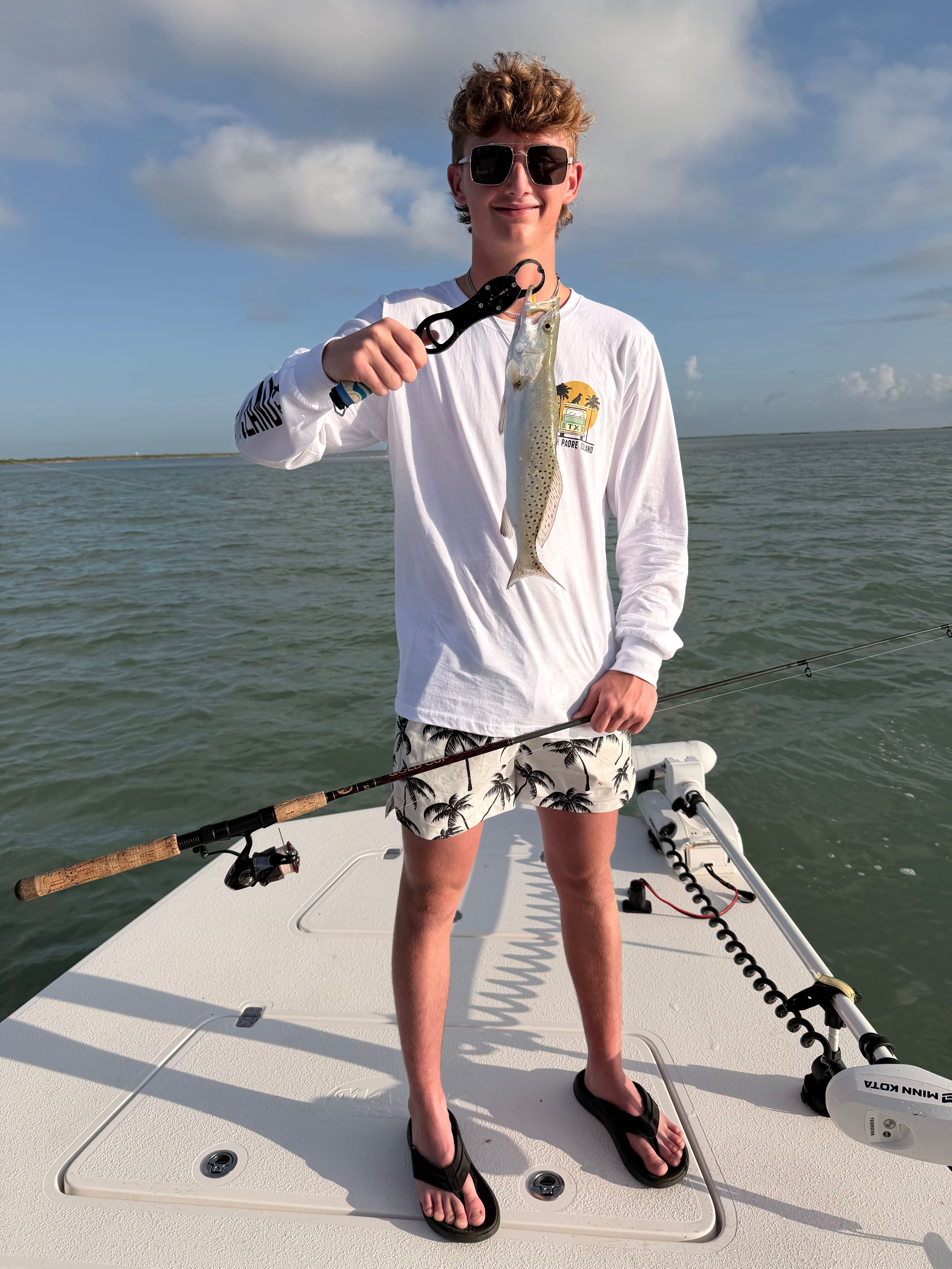 Speckled trout caught fishing on boat in South Padre Island TX waters
