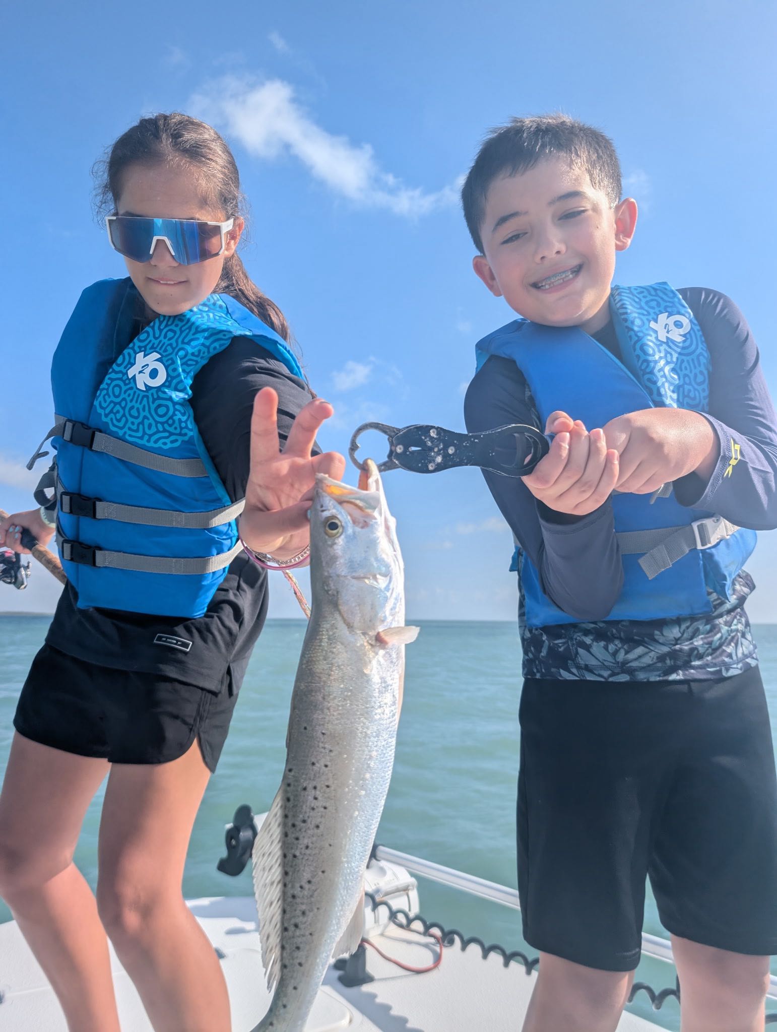 Speckled trout caught while fishing on boat in South Padre Island TX waters