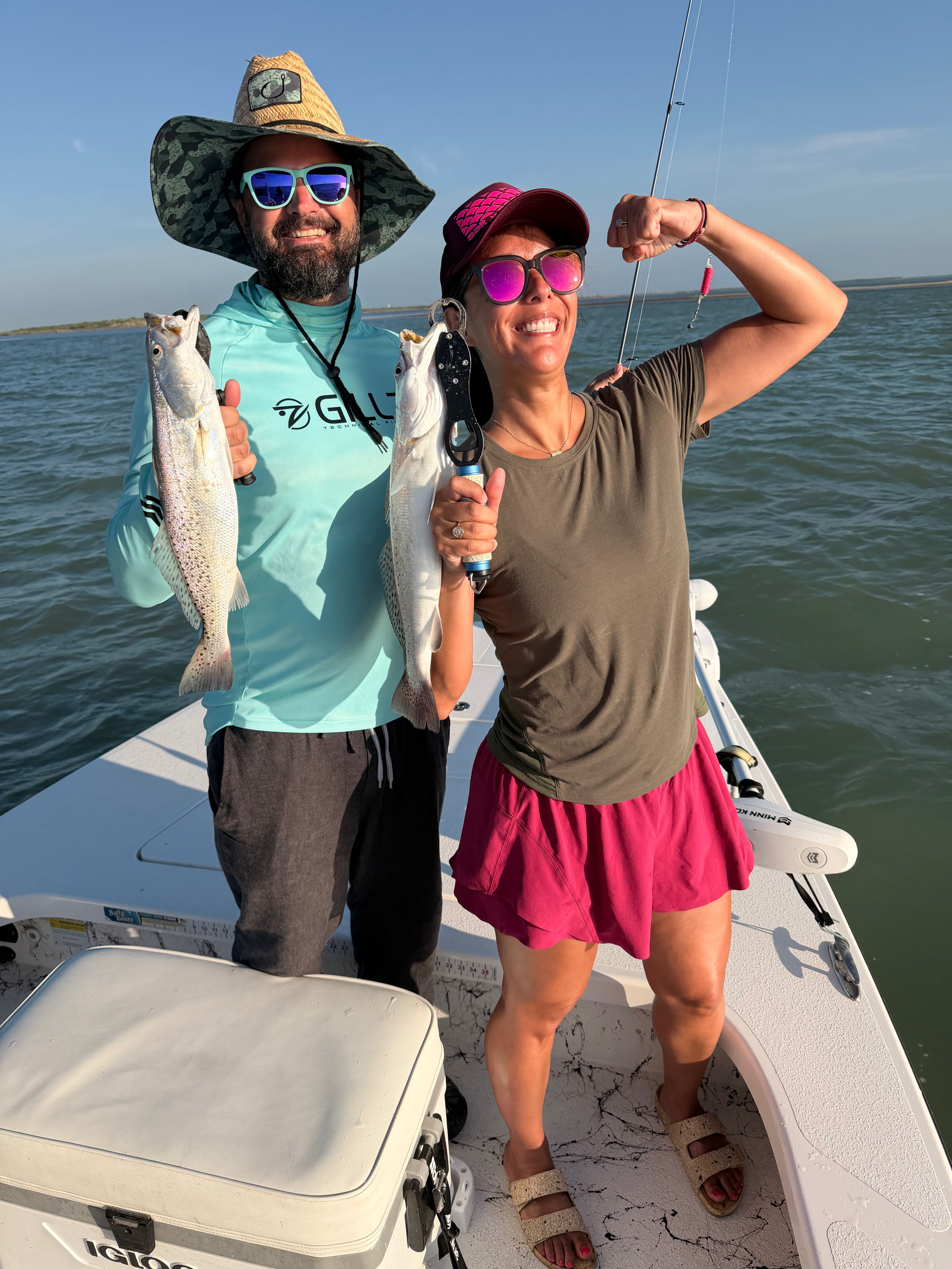 Two speckled trout caught fishing on South Padre Island TX