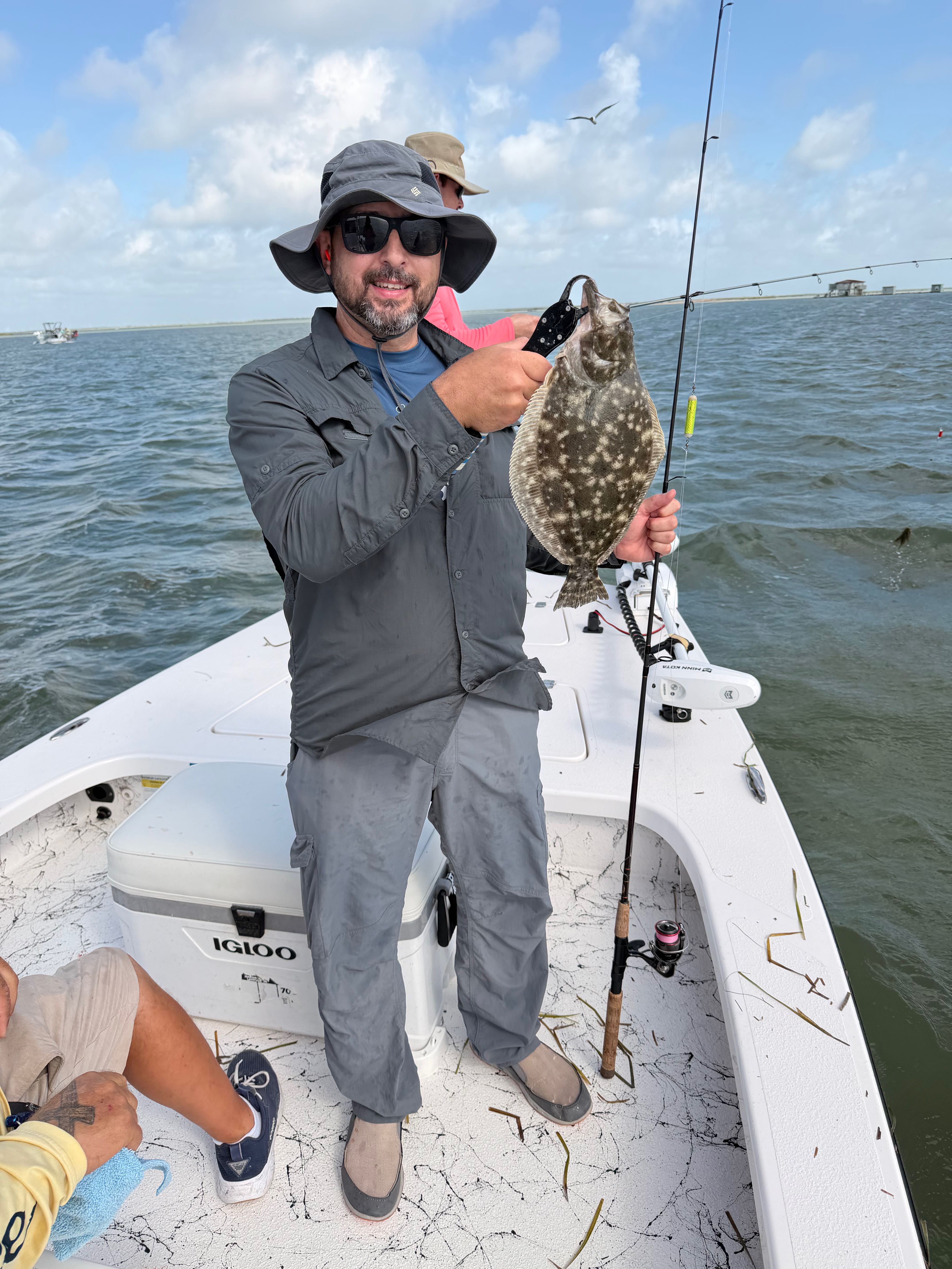 Southern flounder caught while fishing on boat in South Padre Island TX waters
