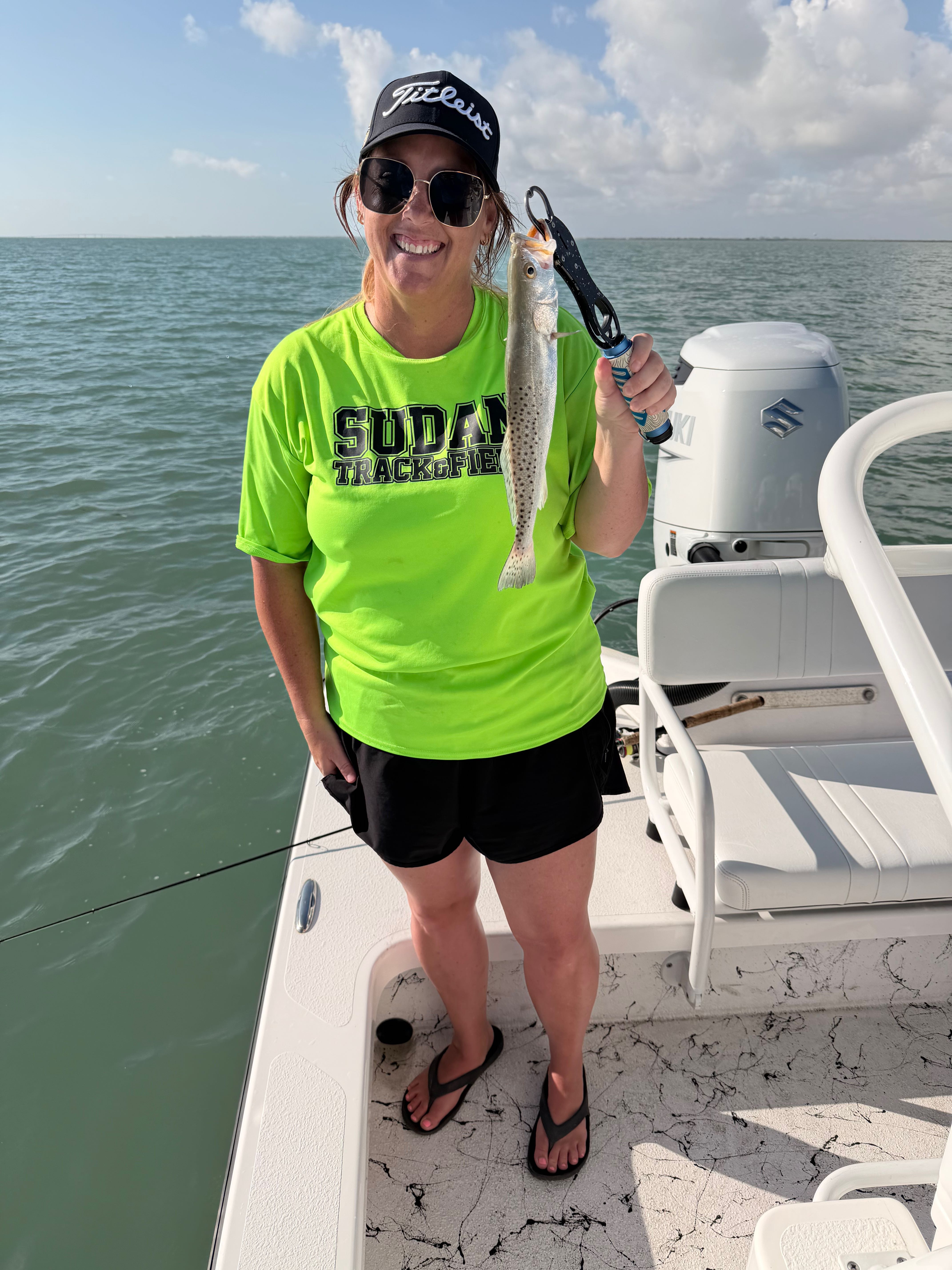 Speckled trout caught fishing on boat in South Padre Island TX waters