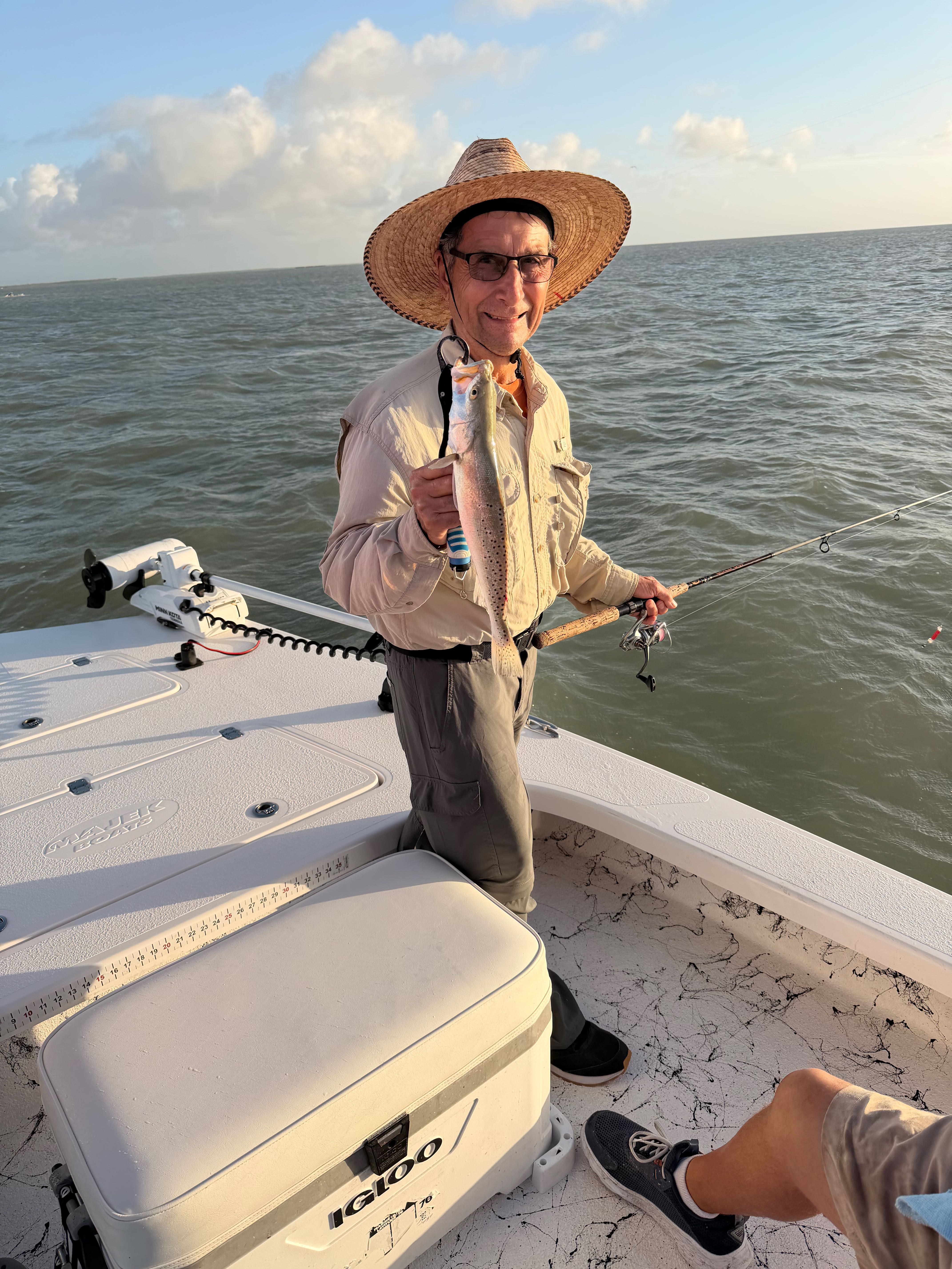 Speckled trout catch on fishing boat in South Padre Island TX waters
