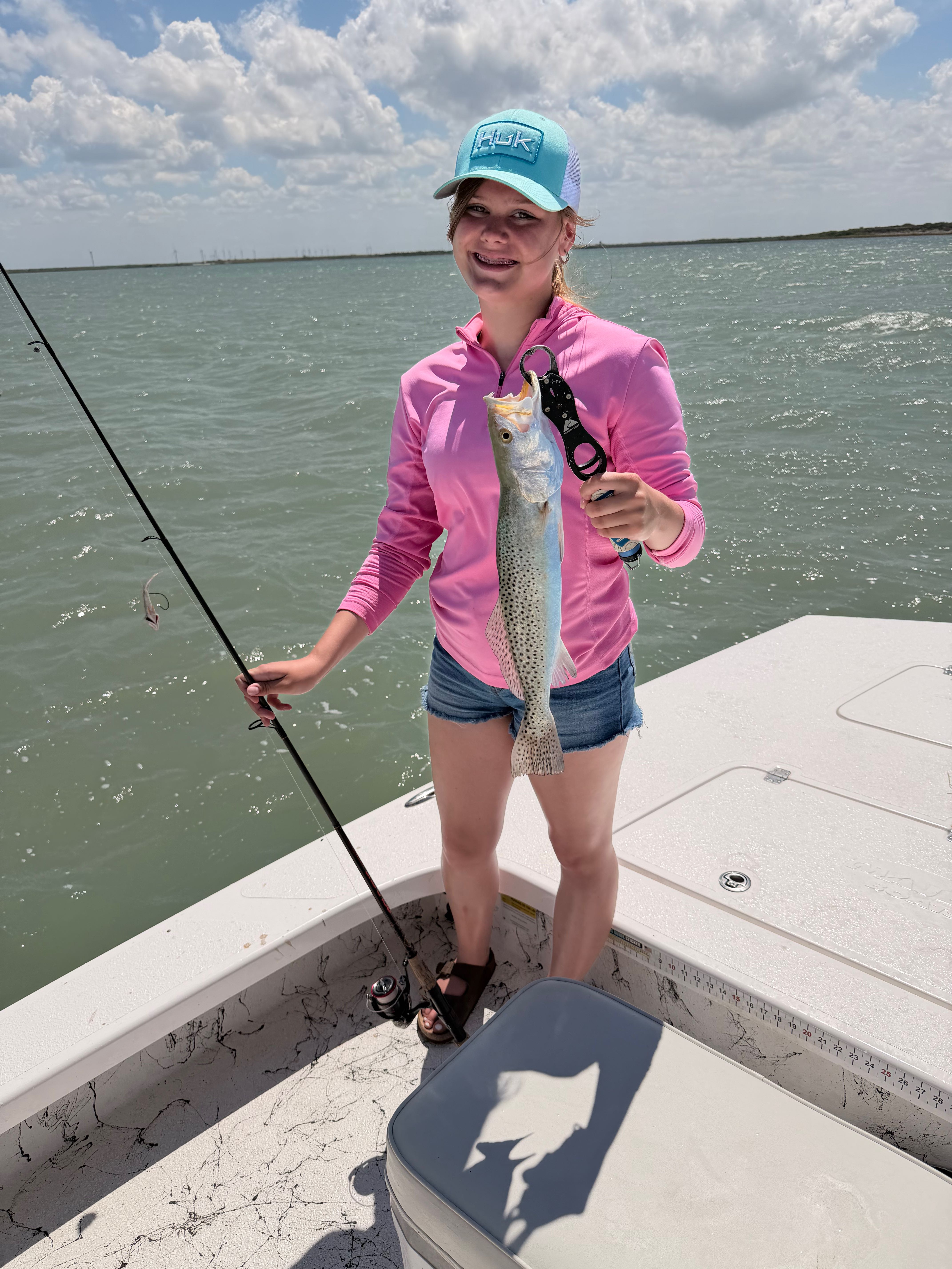 Speckled trout caught while fishing on boat in South Padre Island TX waters
