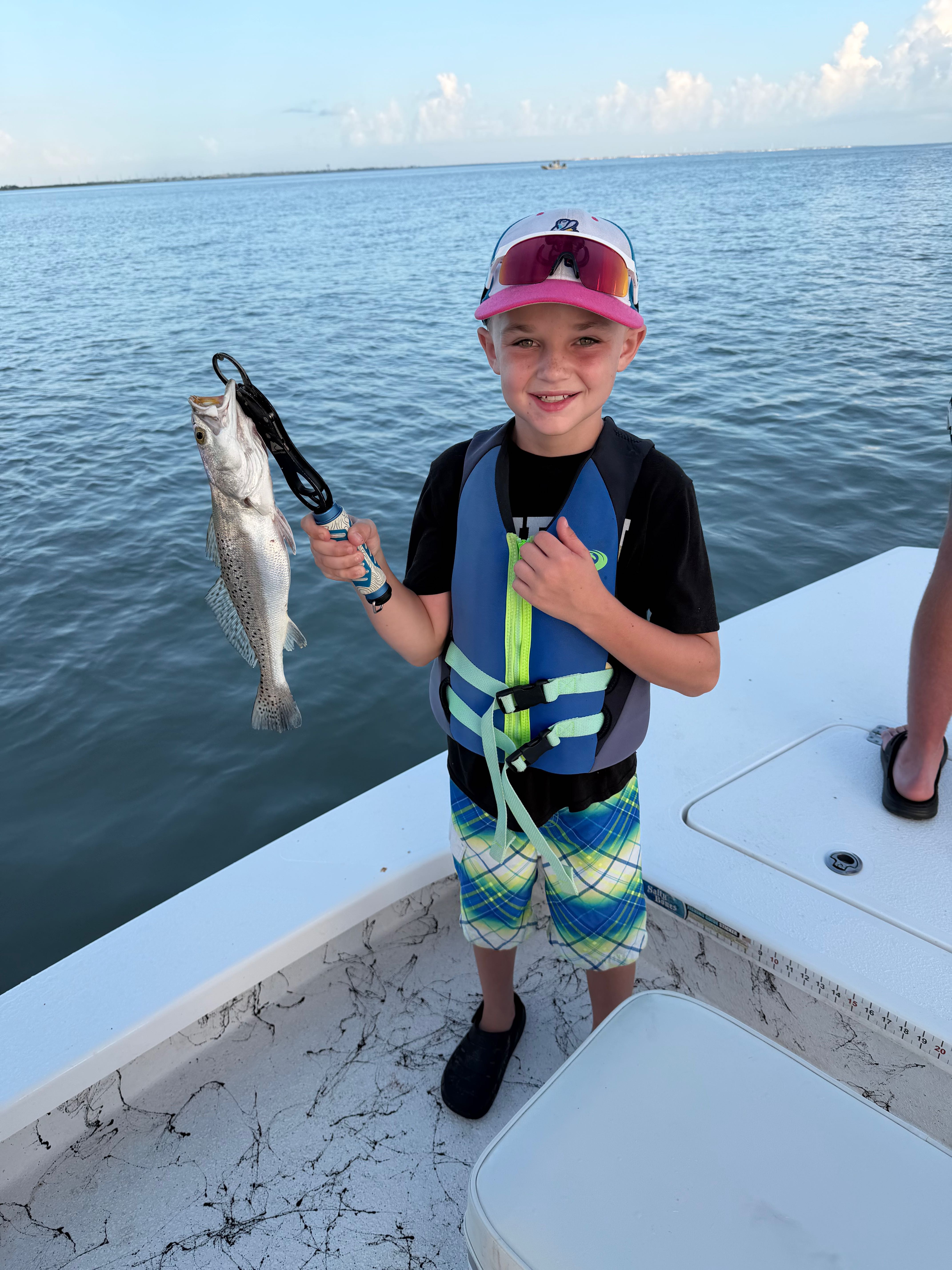 Speckled trout caught while fishing on boat in South Padre Island TX waters
