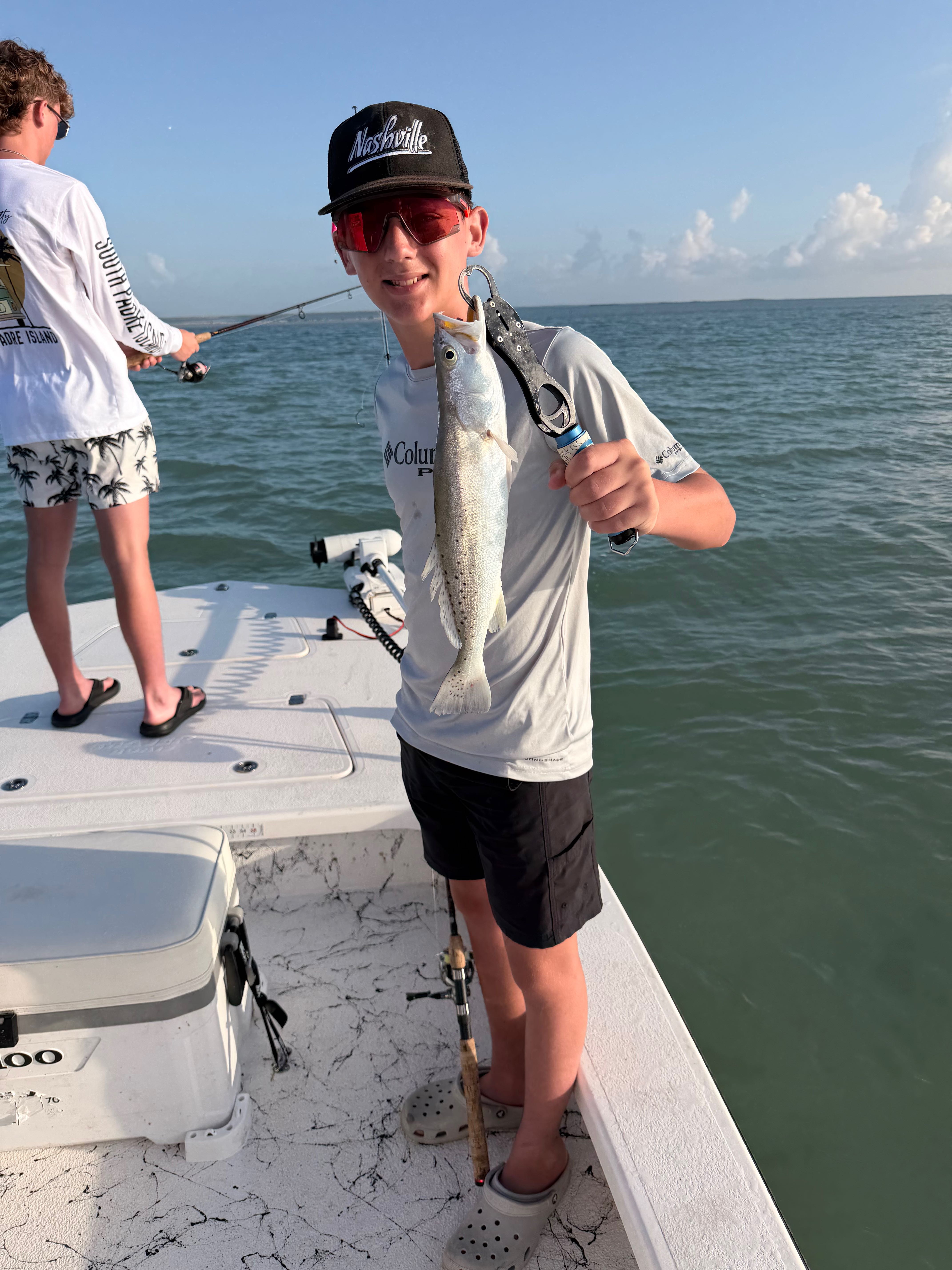 Speckled trout caught while fishing on boat at South Padre Island TX