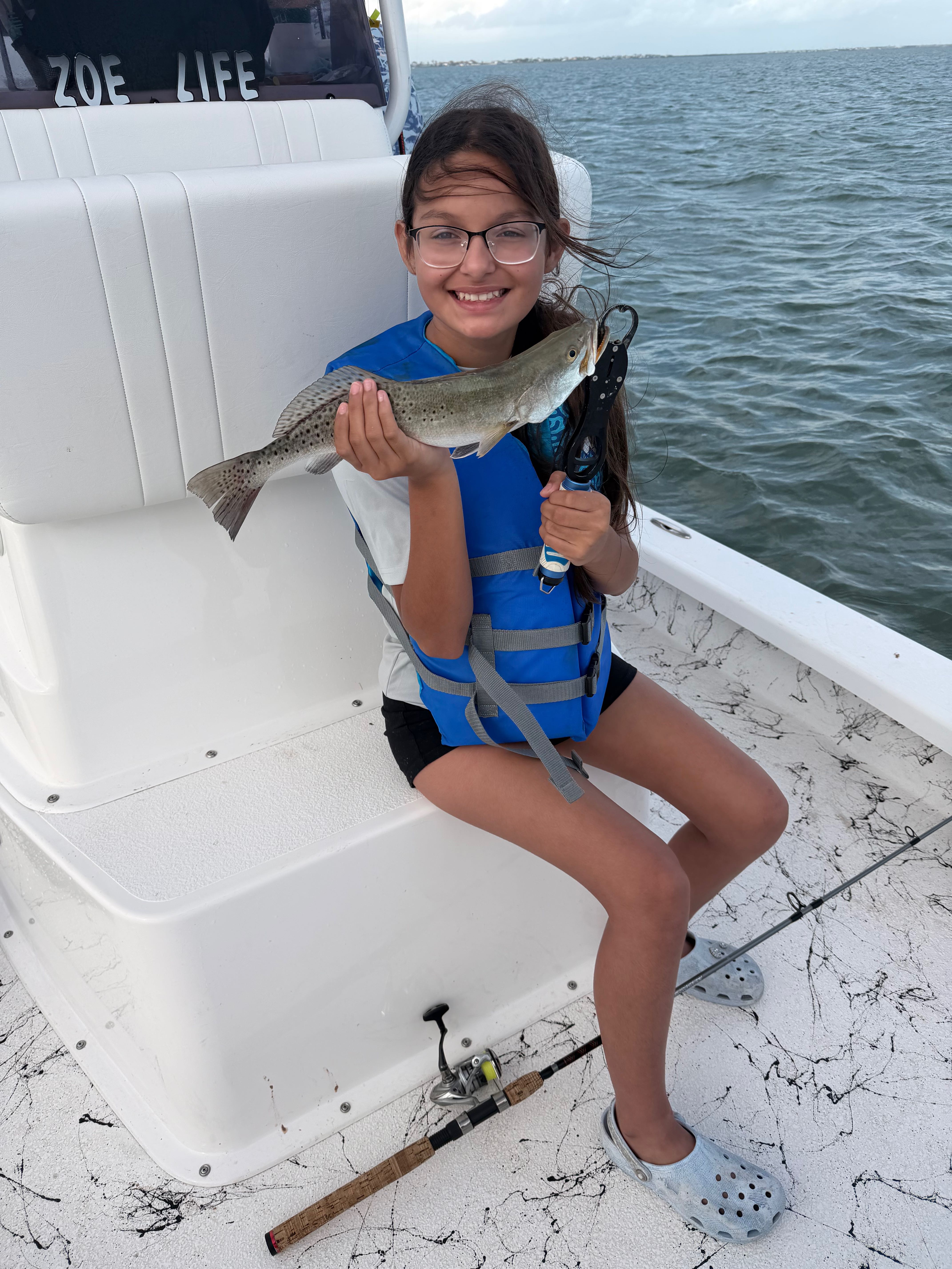 Speckled trout caught while fishing on boat at South Padre Island TX