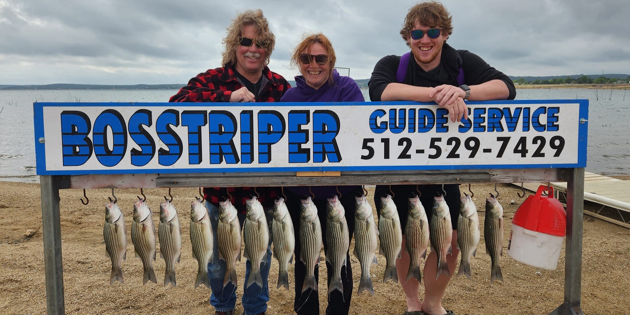 5 striped bass and wiper fish caught at Buchanan Dam