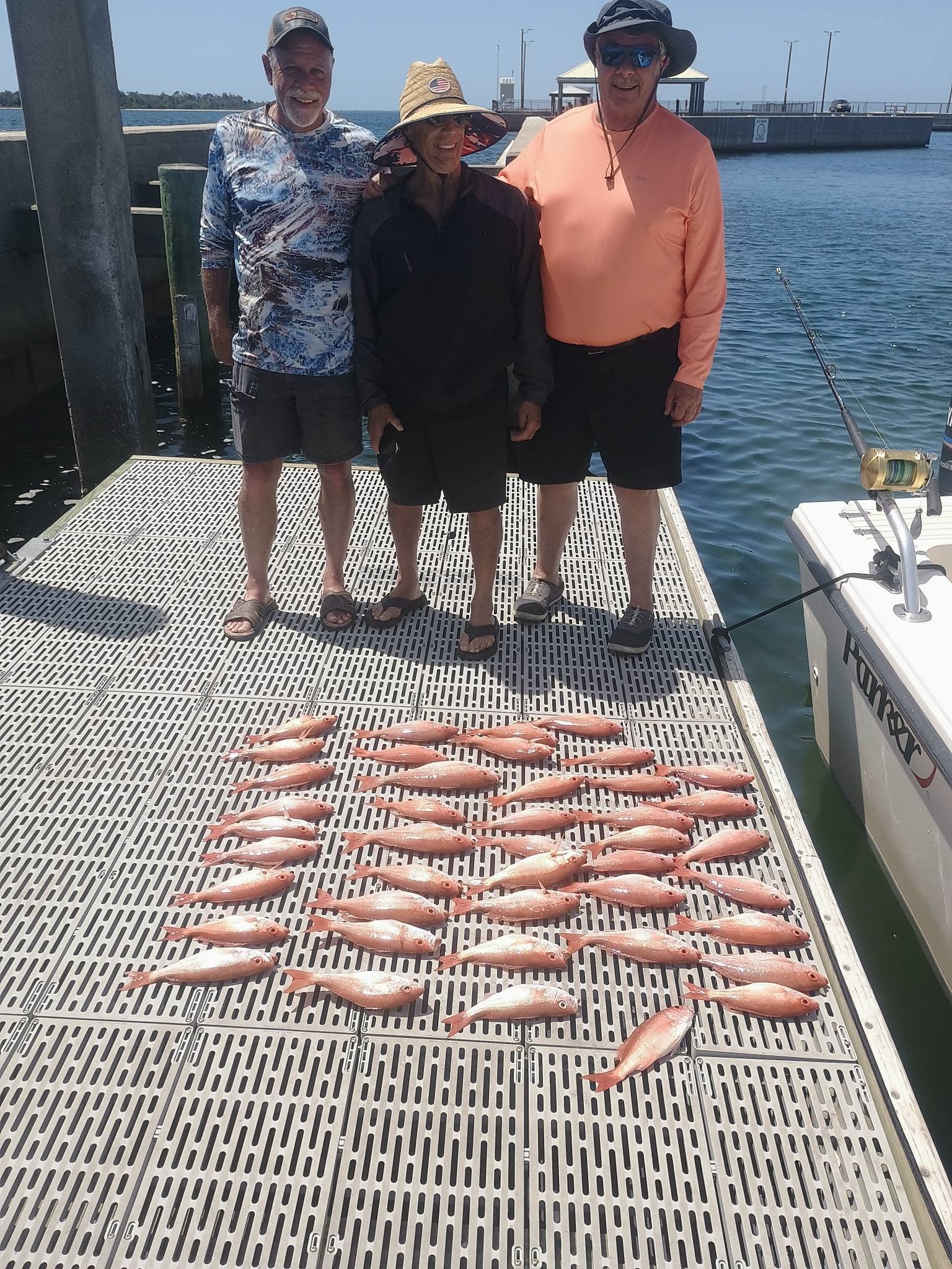 Fresh caught fish displayed on boat deck after successful fishing trip in Panama City FL