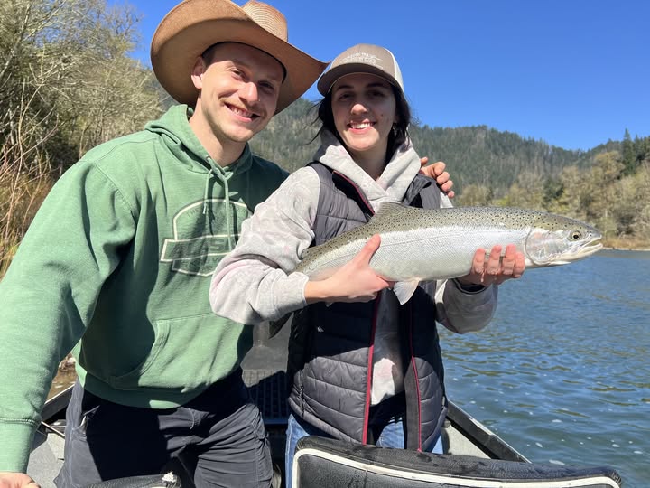 Rainbow trout catch displayed on fishing boat at Myrtle Creek Oregon