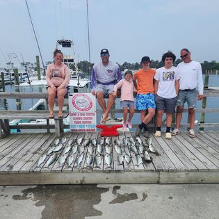 Group of 5 people enjoying fishing in Wanchese