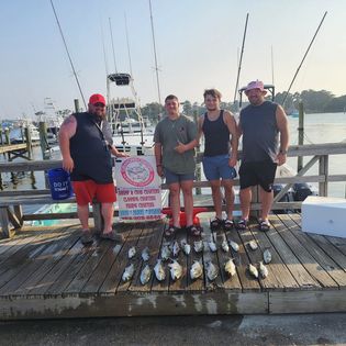 Group of four people fishing in Wanchese