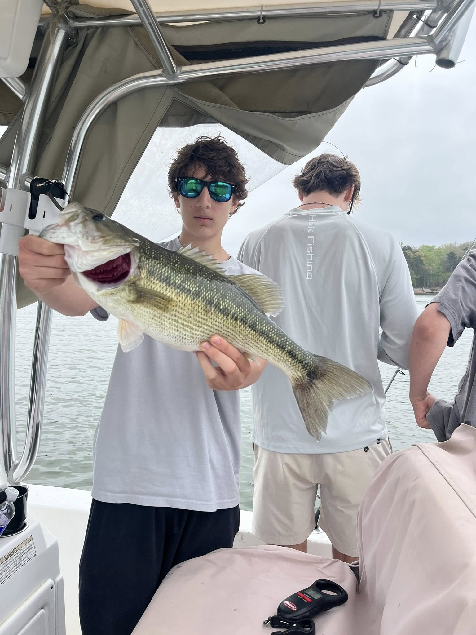 Spotted bass caught while fishing on boat in Cumming GA