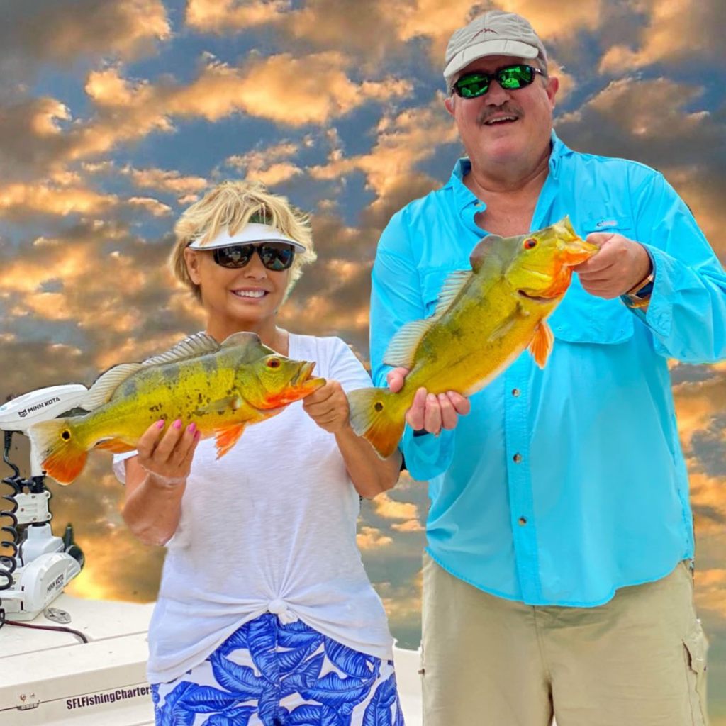 Two peacock bass caught in Delray Beach