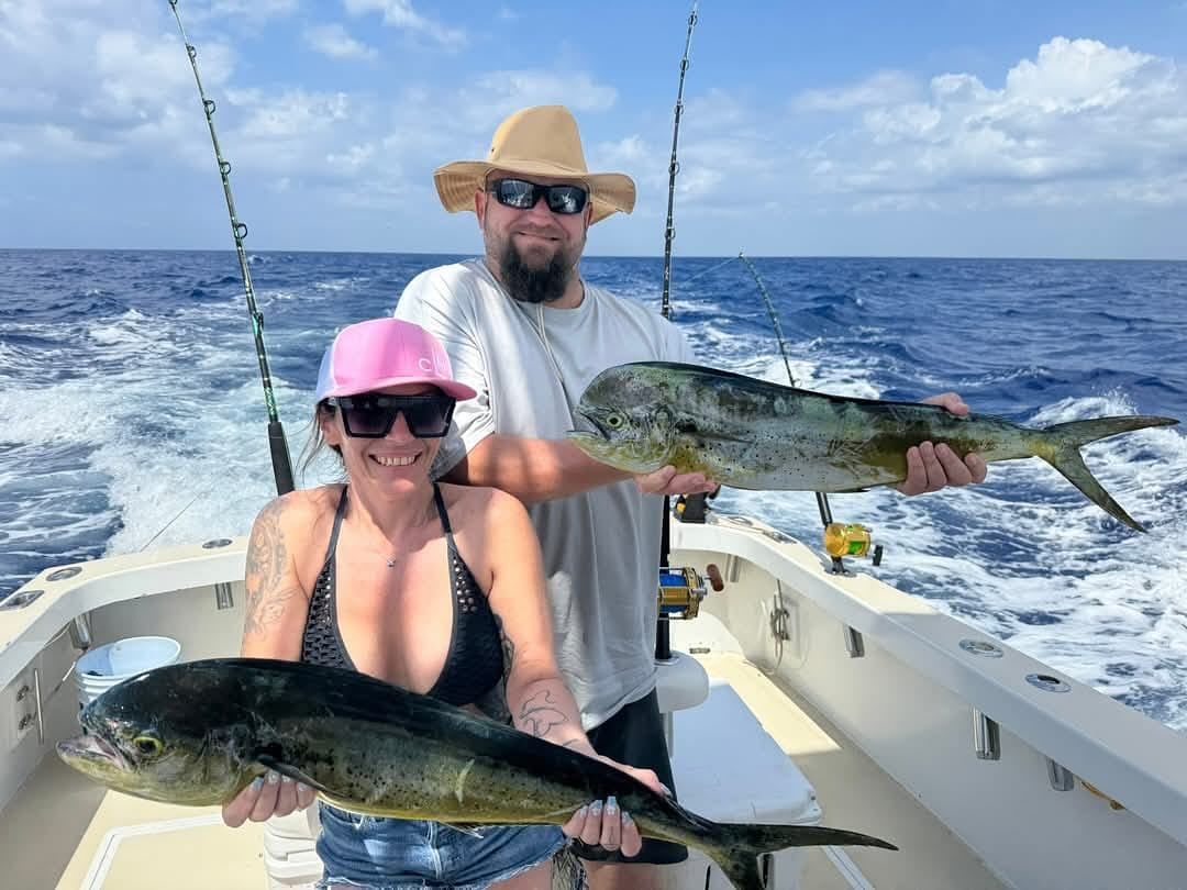 Private Mahi-Mahi fishing charter boat in Cozumel waters with Captain Manny Pool