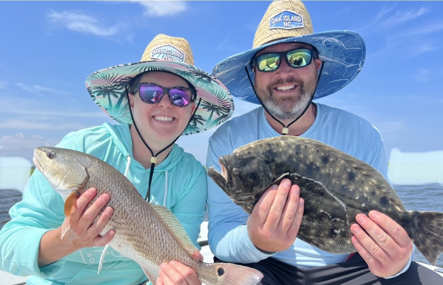 Redfish and summer flounder caught at Isle of Palms Beach