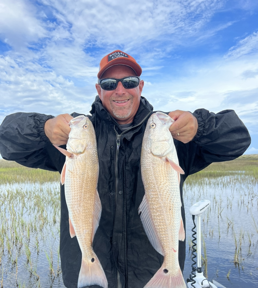 Two redfish caught while fishing in SC