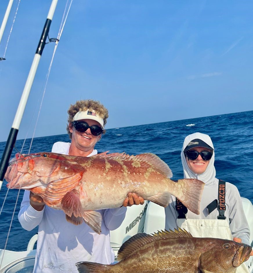 Two anglers fishing for best catch in Key Largo
