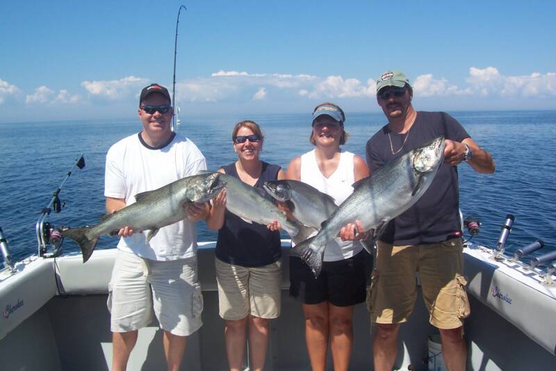 Two bluefish, 23 inches long, caught in Lorain