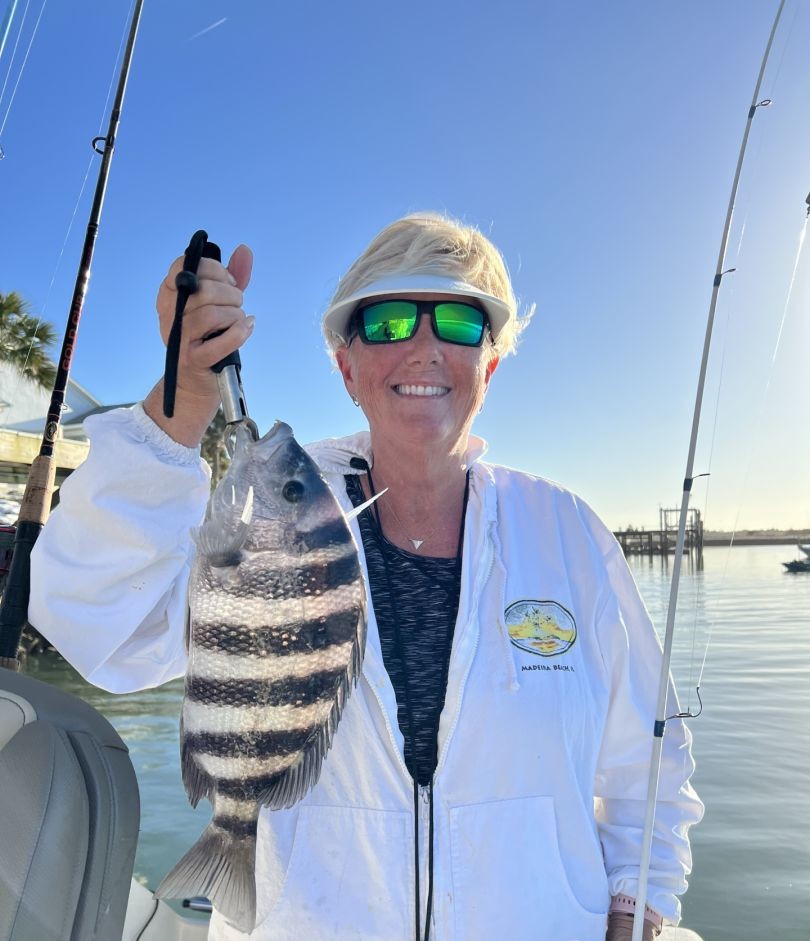 Sheepshead fish catch displayed on fishing boat in Palm Coast FL waters