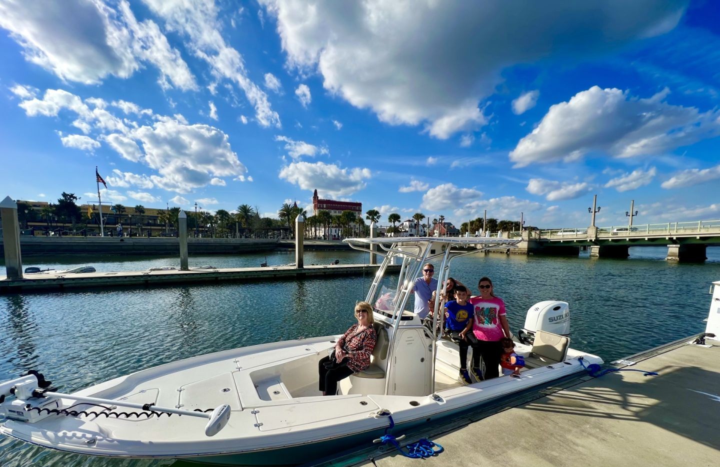 Palm Coast inshore fishing charter boat on Intracoastal Waterway with anglers fishing