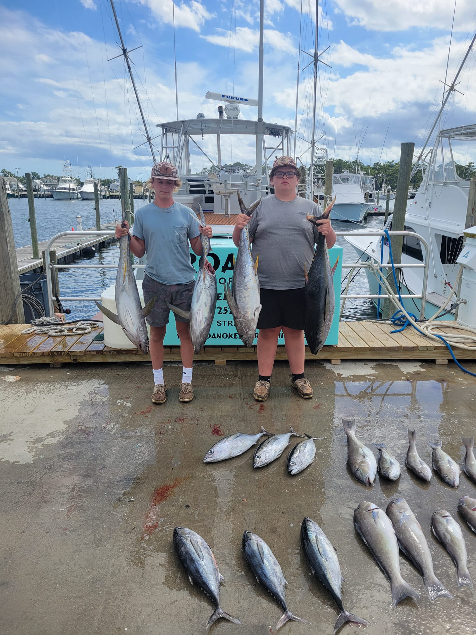 8 large blackfin tuna, bluefish, and king mackerel caught fishing in NC