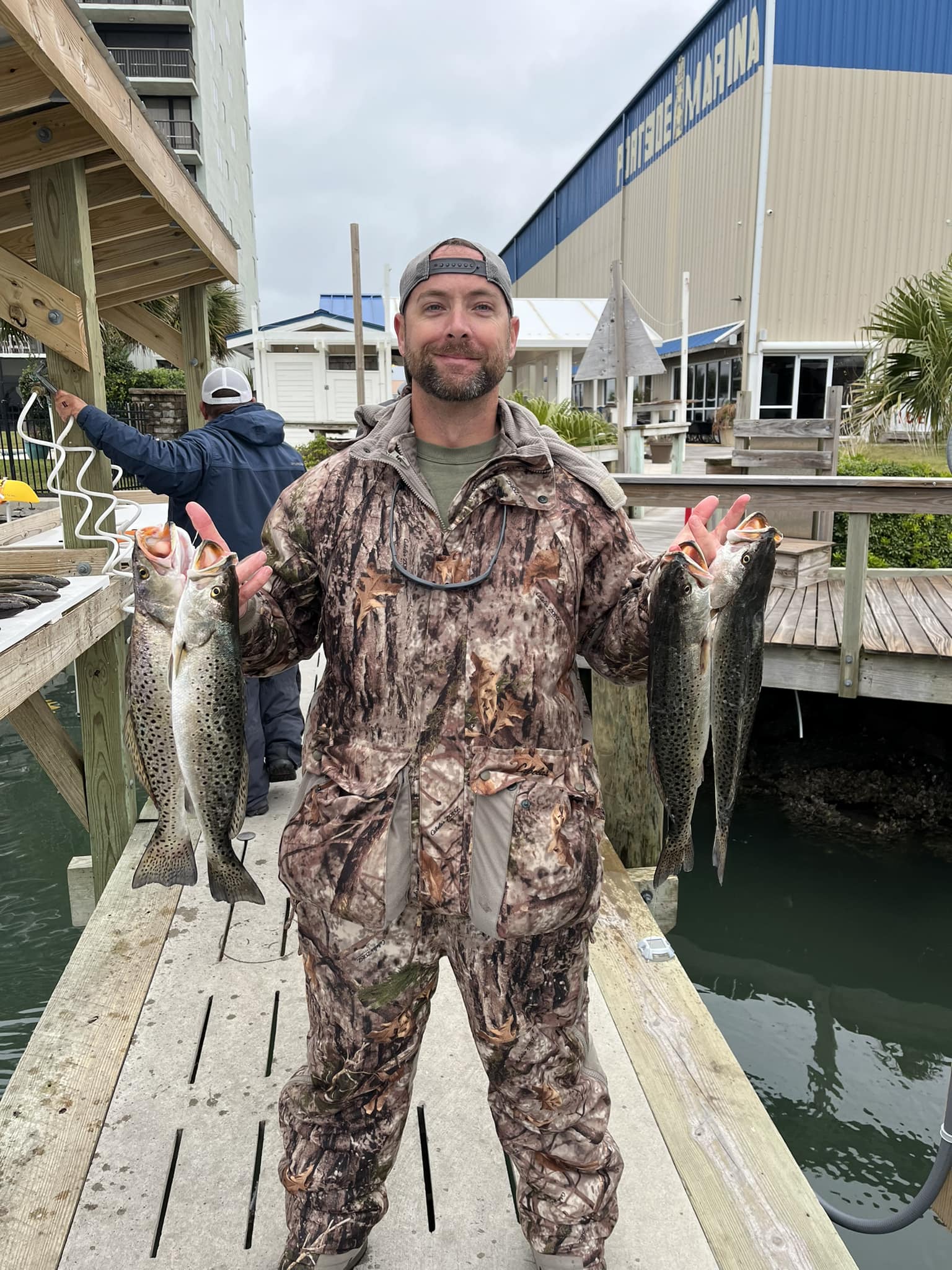 Two spotted weakfish, 15 inches long, caught in Morehead City