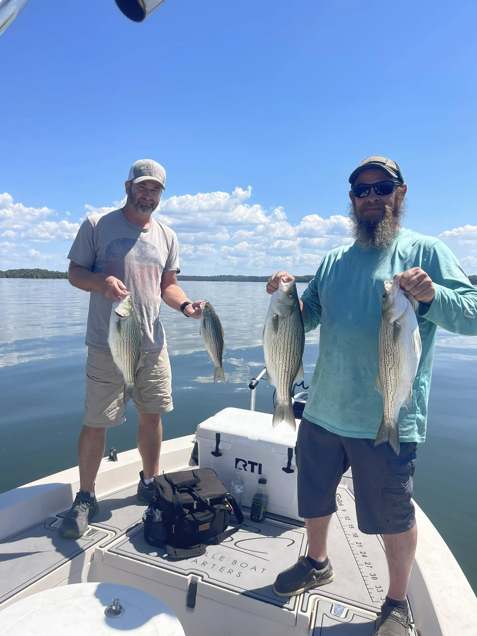 Three wiper and striped bass fish caught in Nashville, Tennessee