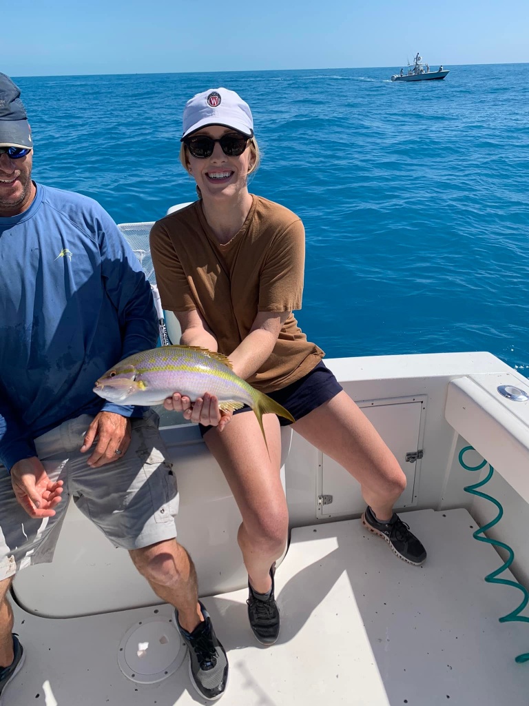 A couple enjoying a fishing trip in Marathon