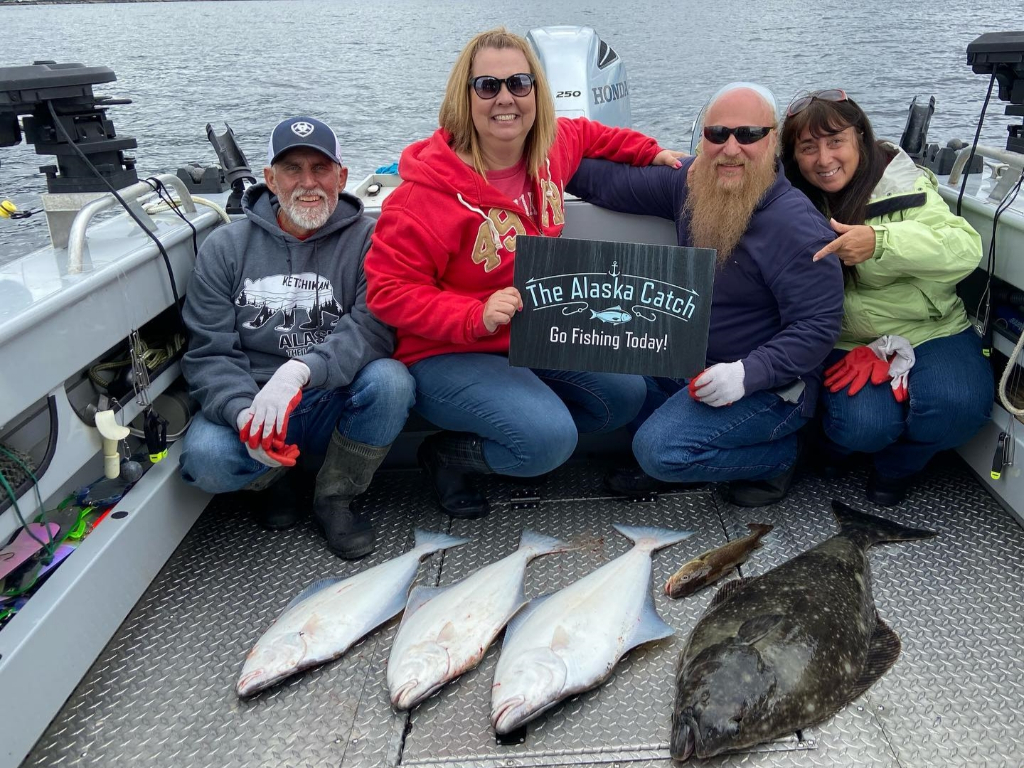 4 anglers with a great catch in Alaska