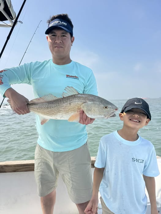 Redfish catch displayed on fishing boat in Galveston TX waters