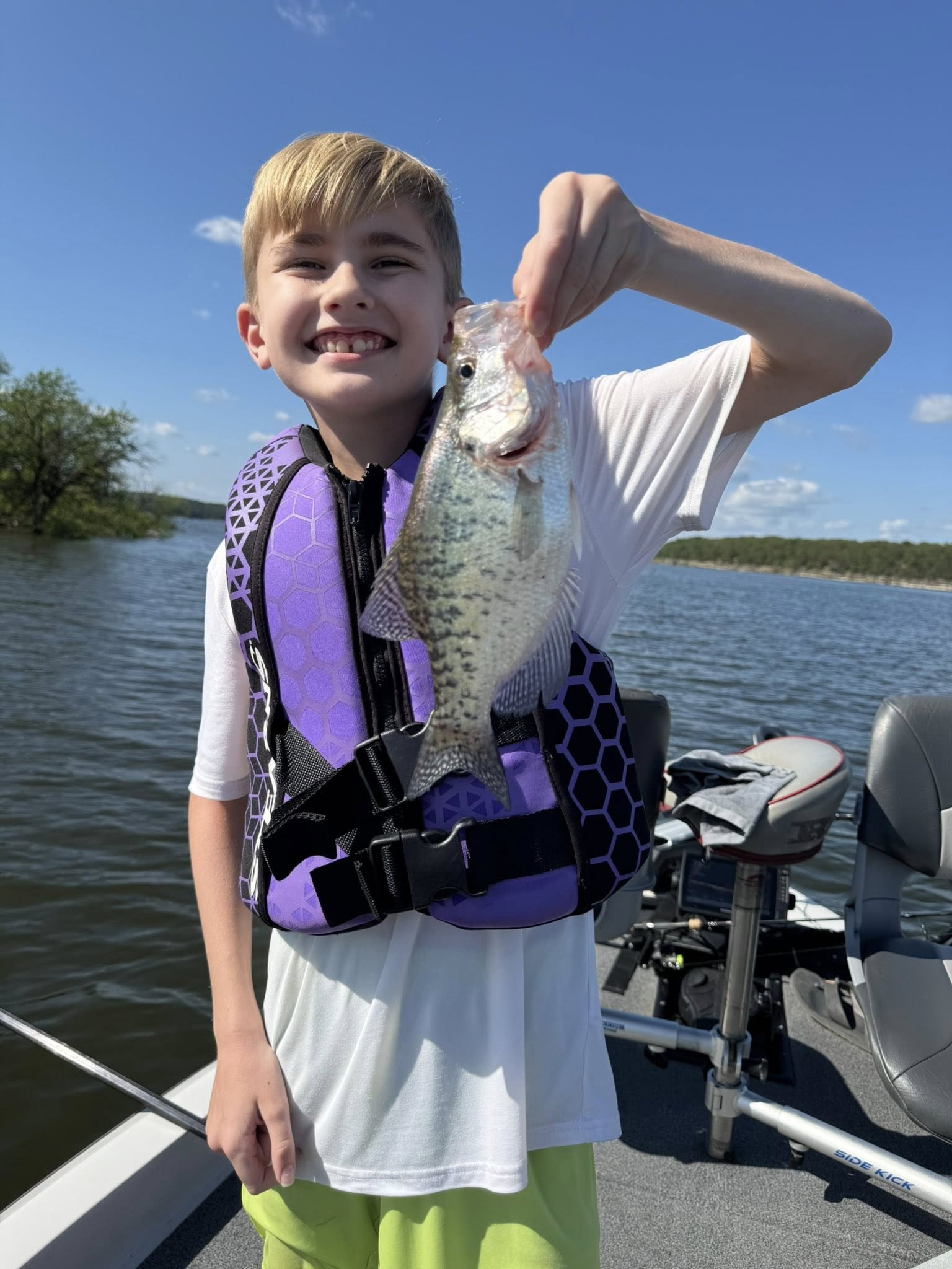 Freshly caught fish being displayed on boat in Sand Springs OK