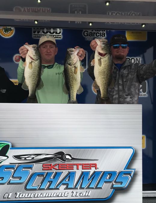 Three largemouth bass caught fishing in Brookeland