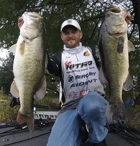 Two largemouth bass caught while fishing in Austin