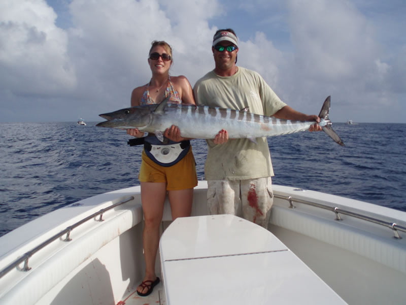 Wahoo fish caught while fishing in Key West FL waters displayed on boat deck