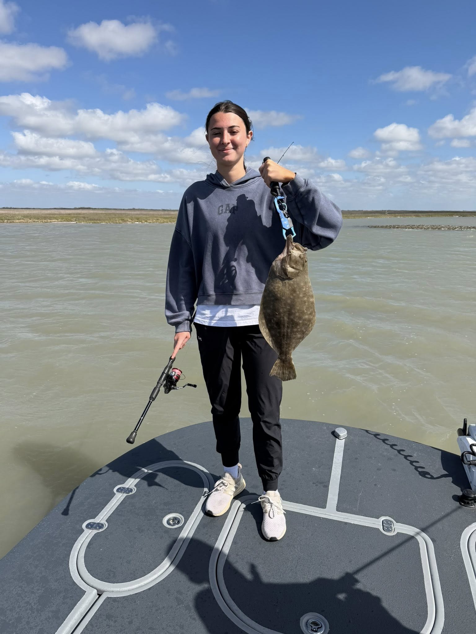 Southern flounder caught fishing in Rockport TX on boat deck