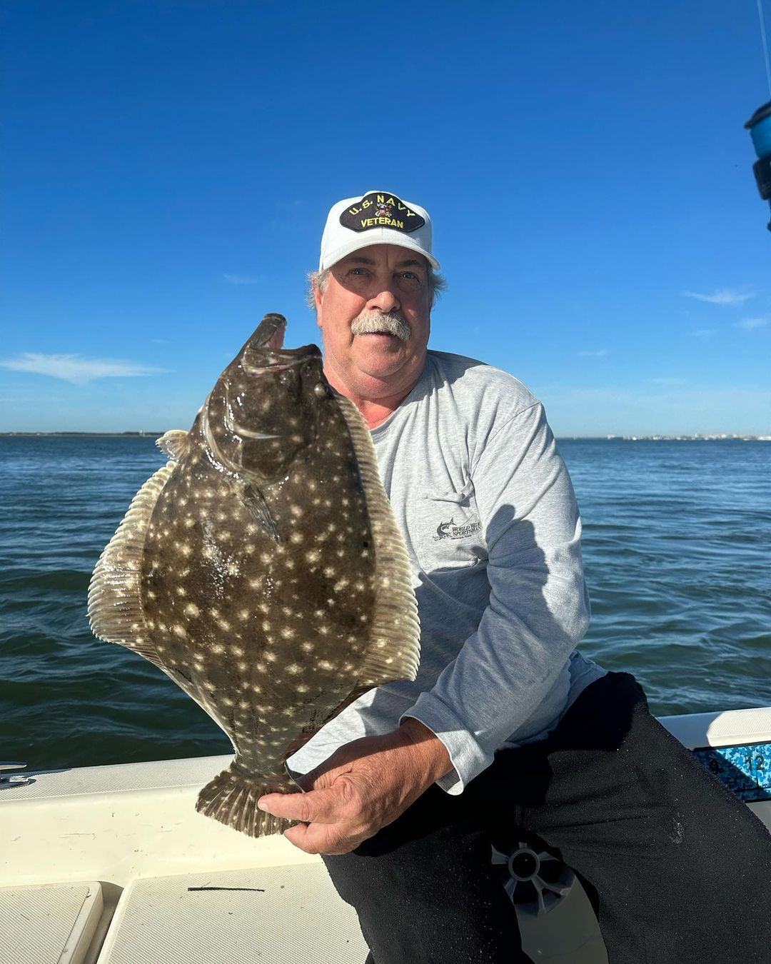 One summer flounder fish caught in Charleston