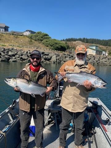 Two large Chinook salmon caught fishing in Gold Beach Oregon
