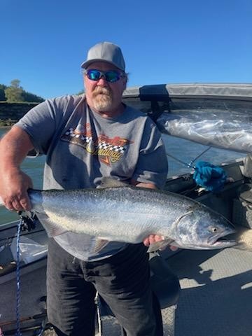 Coho salmon catch displayed on fishing boat in Gold Beach Oregon