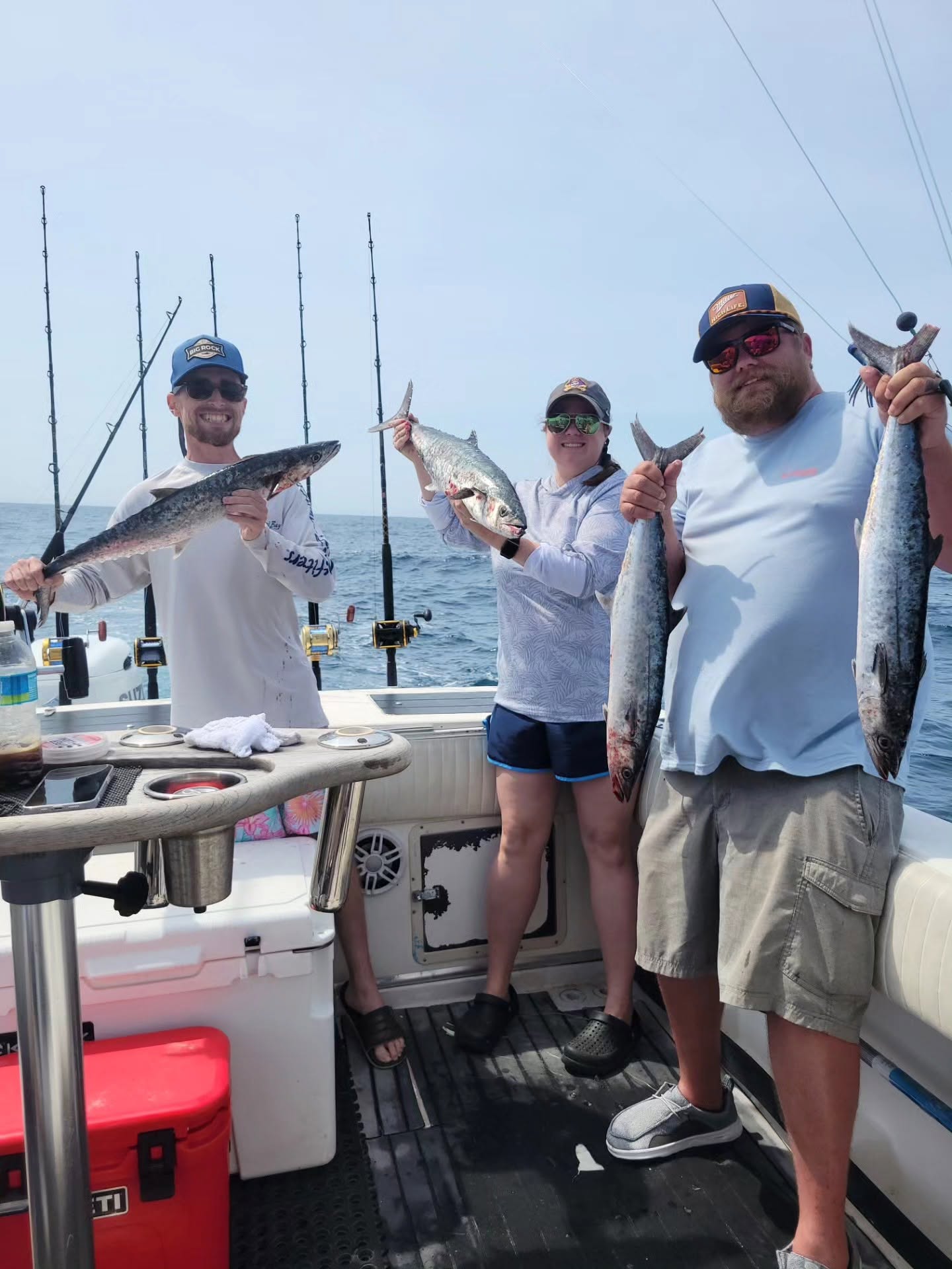 King mackerel fishing charter catch displayed on boat deck at Atlantic Beach NC