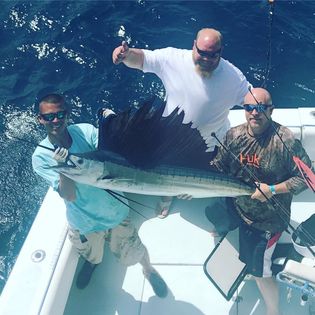 One fisherman catching a big fish in FL