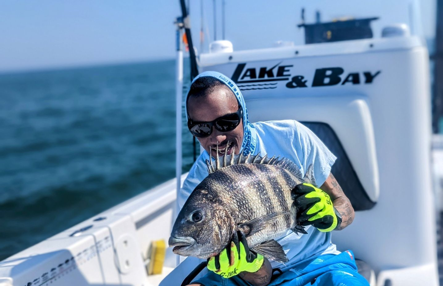 A sheepshead fish caught while fishing in Jacksonville