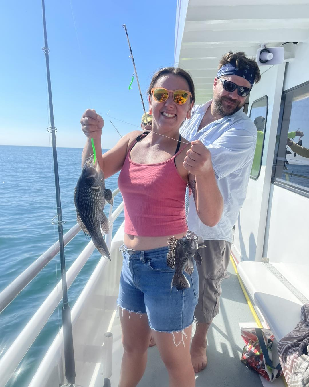Two sea bass caught in Point Pleasant Beach