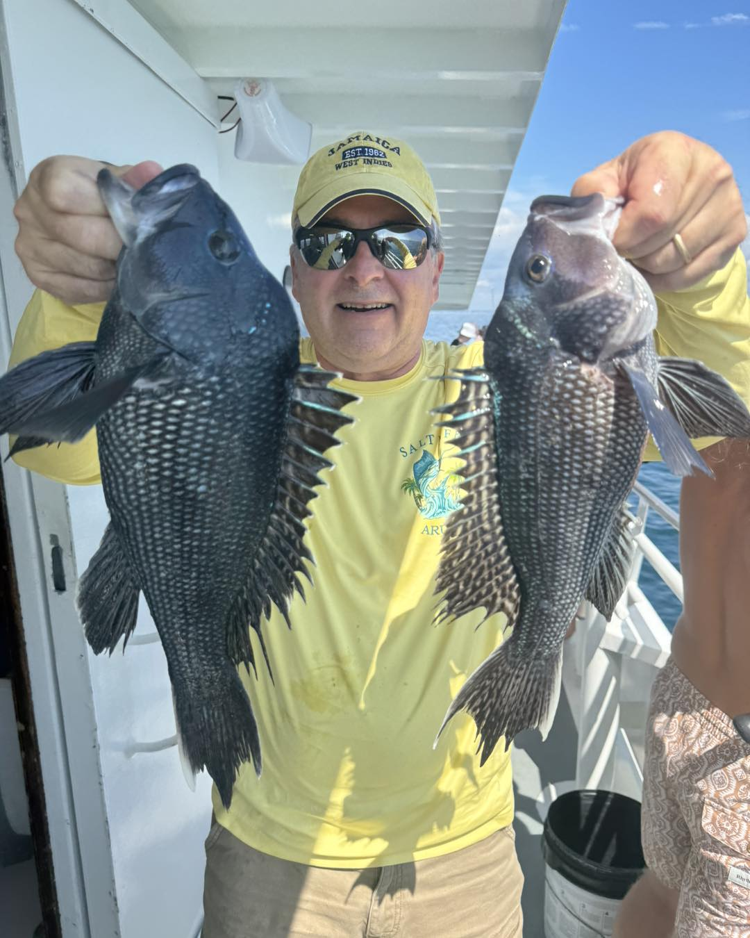 Two sea bass caught in Point Pleasant Beach
