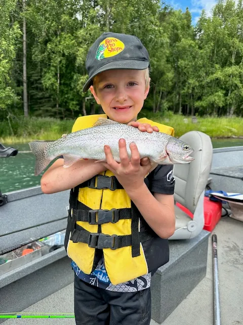 Rainbow trout catch on fishing boat in Kenai Alaska