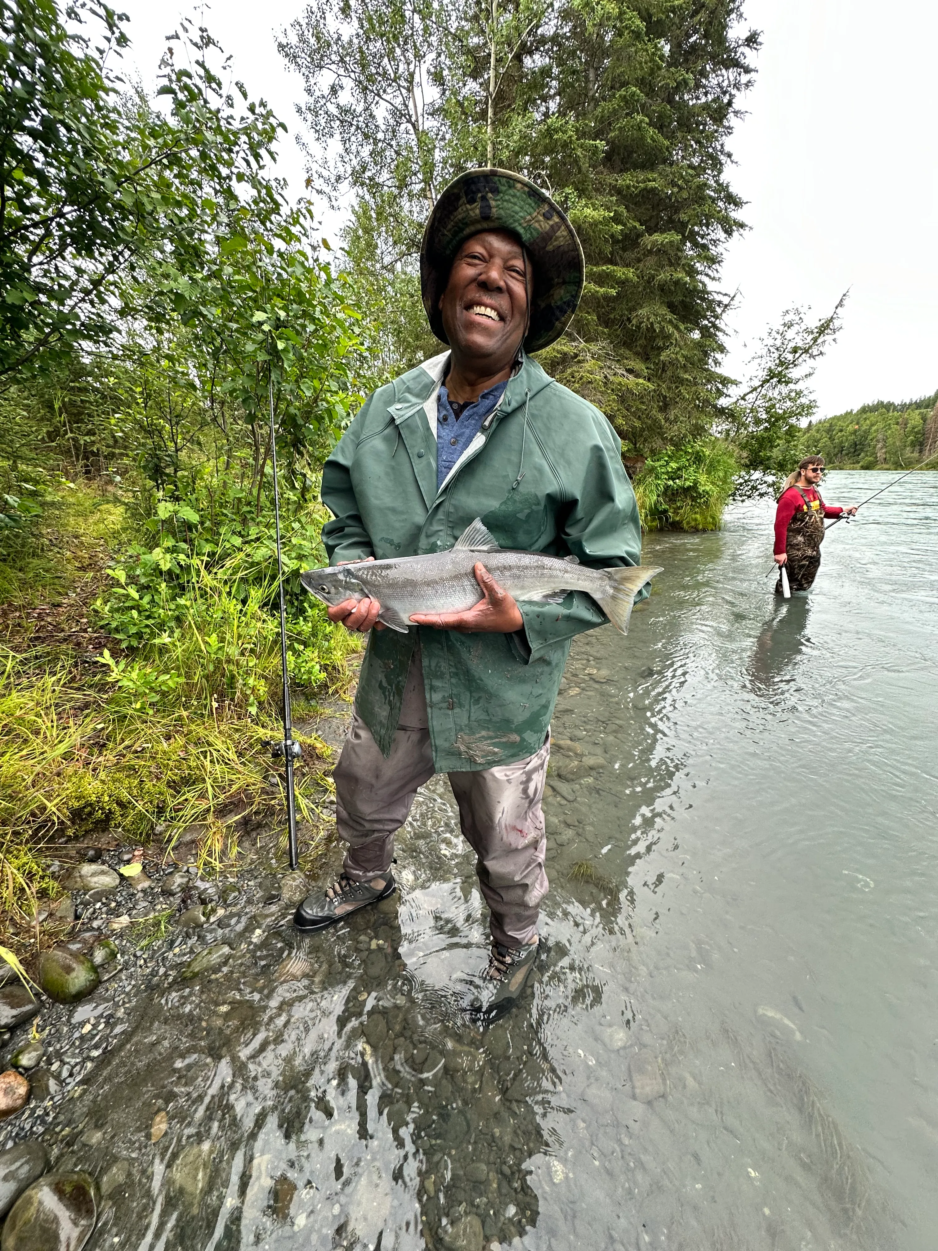 Kenai River sockeye salmon fishing trip with guide and aluminum boat in Soldotna Alaska
