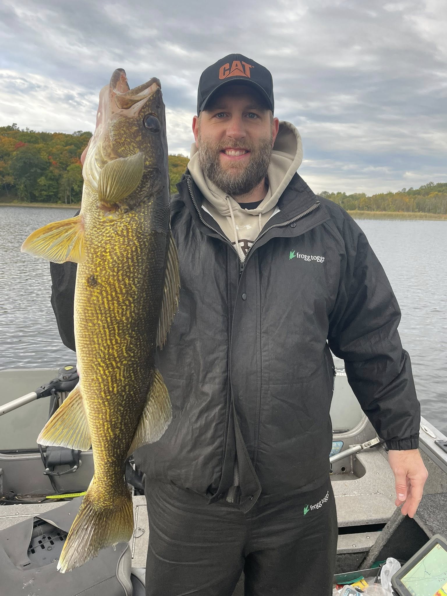 Large walleye catch displayed on fishing boat in Breezy Point Minnesota