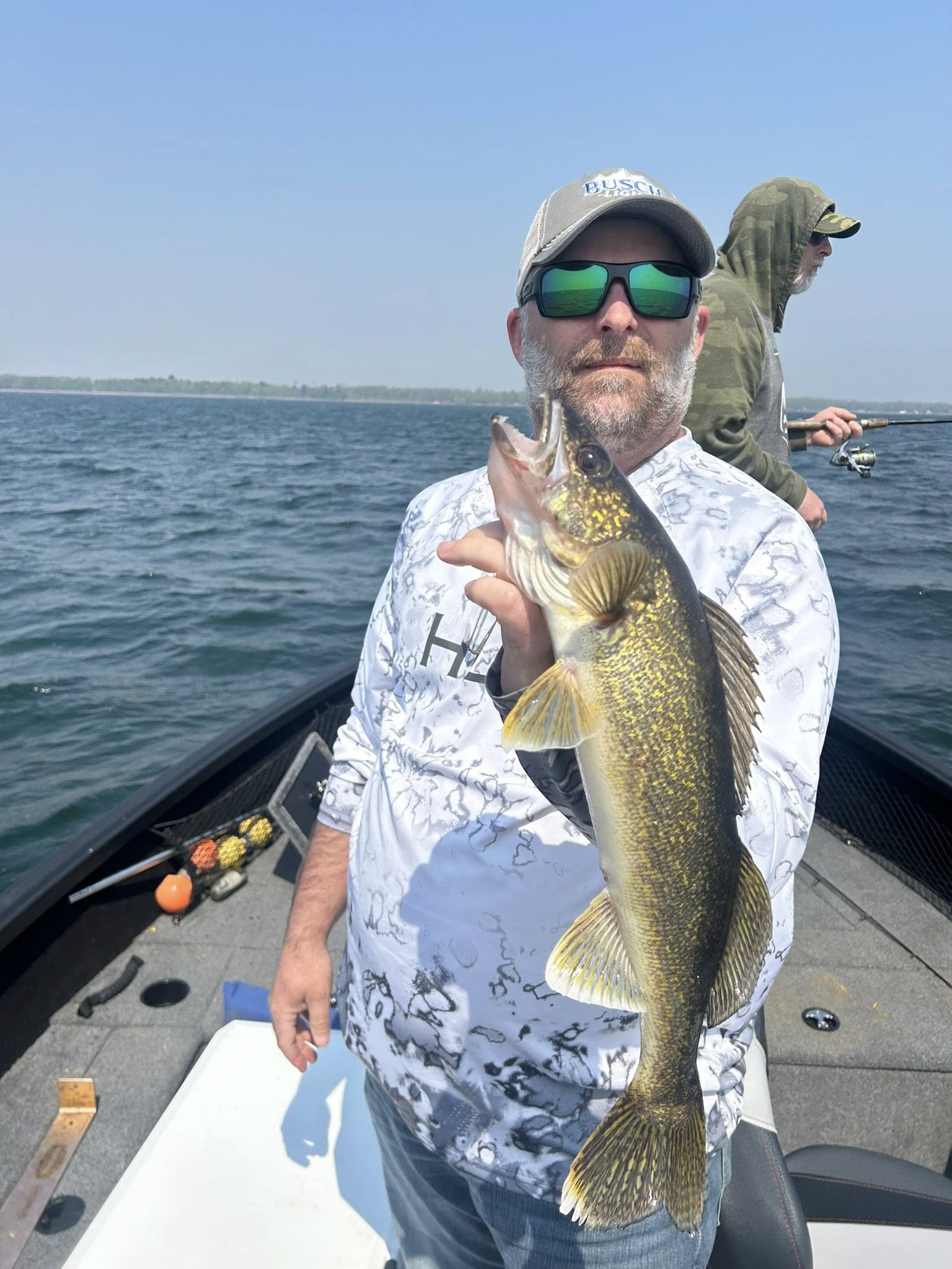 Walleye fishing success on boat in Breezy Point Minnesota waters