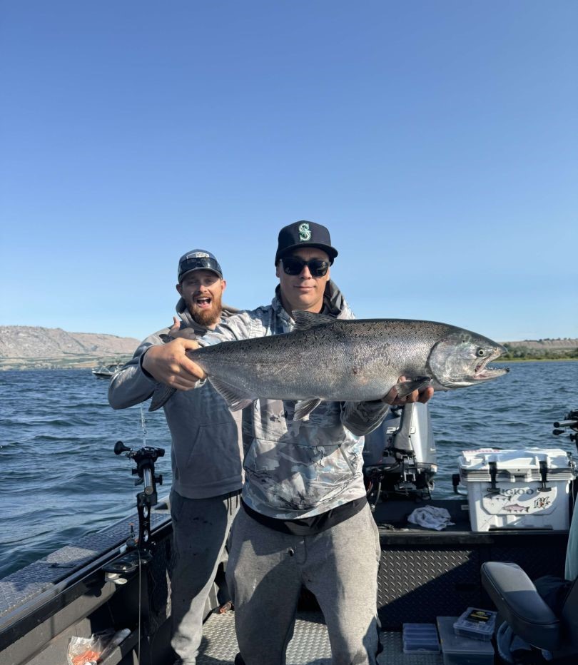 Two people fishing in Washington state
